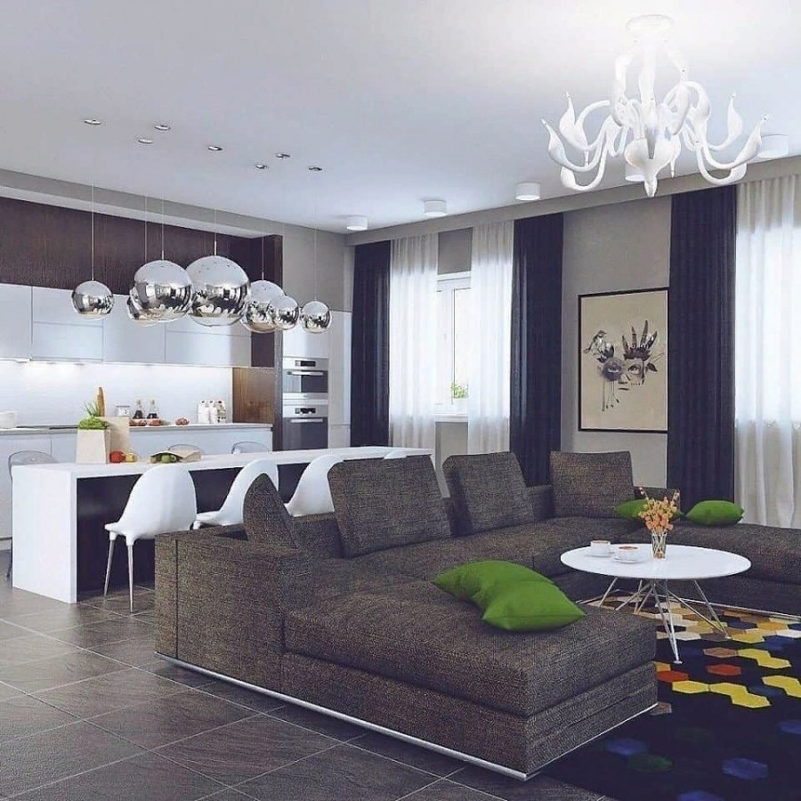 Гостиная совмещенная с кухней