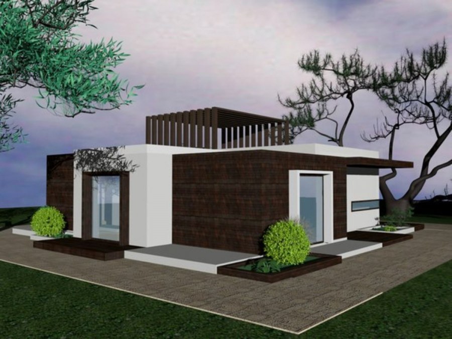 Одноэтажный дом с плоской эксплуатируемой крышей