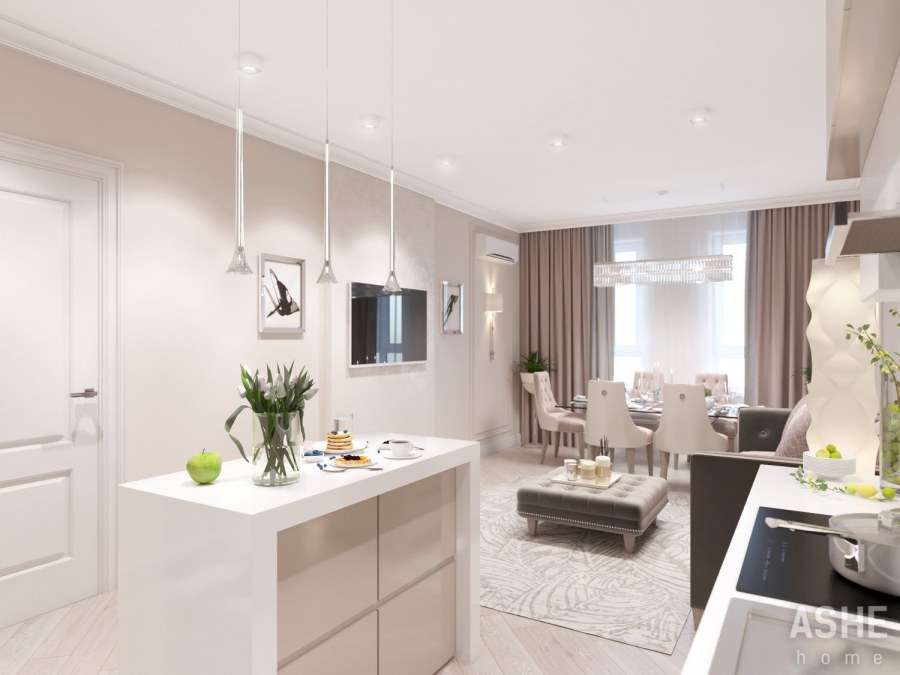 Кухня гостиная в однушке