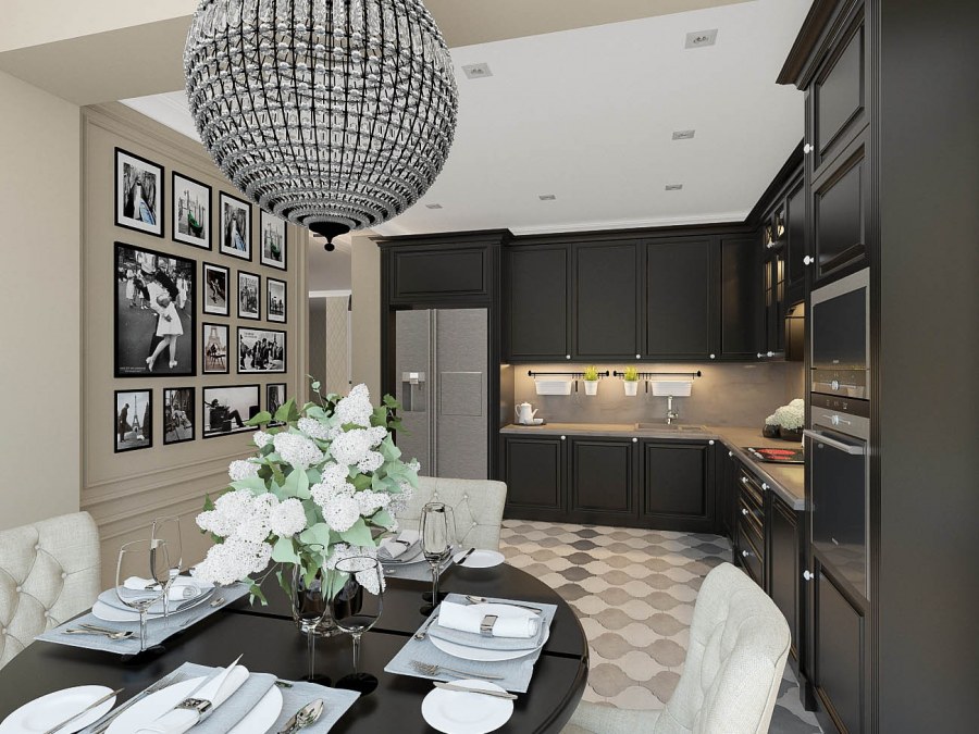 Кухня-гостиная 40м2 в стиле Прованс