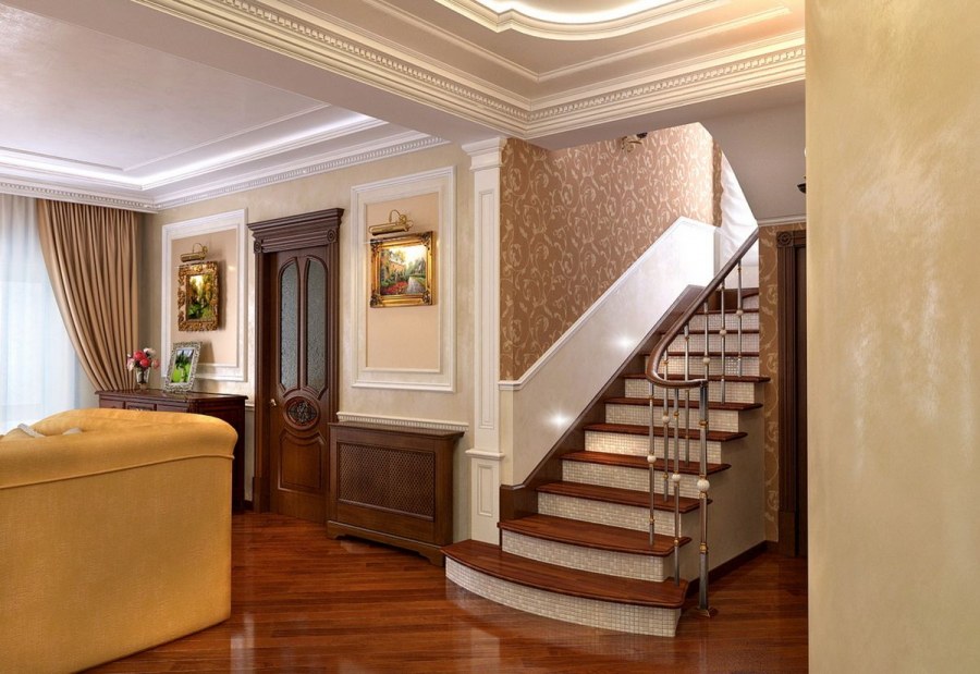 Классический стиль отделки лестницы