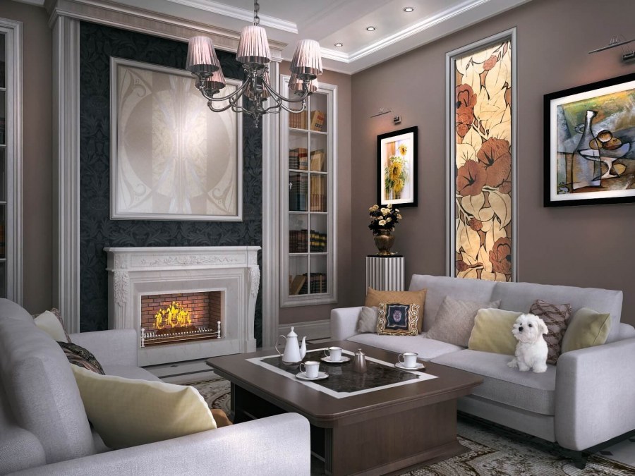 Угловой камин Неоклассика