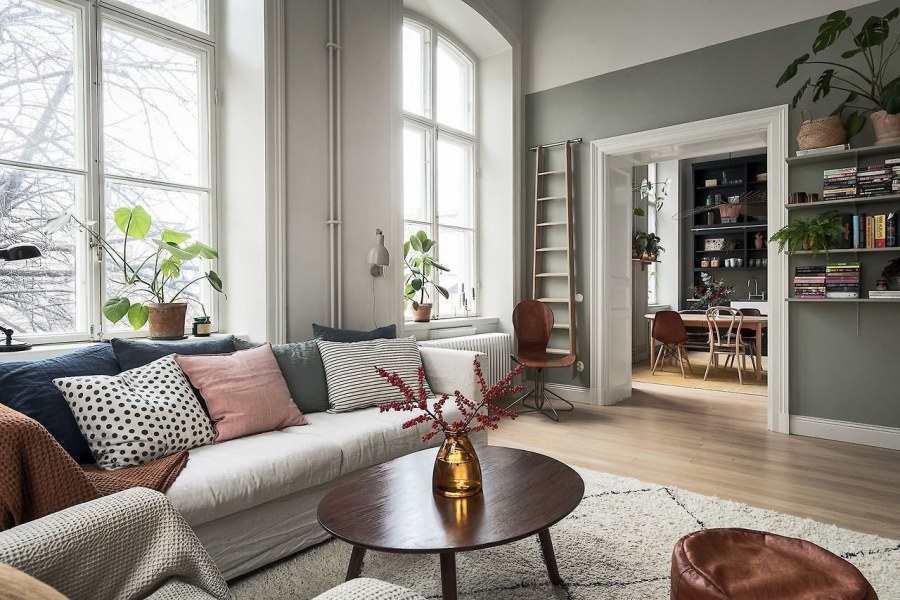 Уютная гостиная в скандинавском стиле