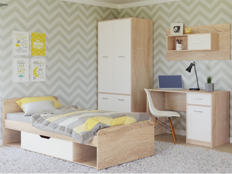 Модульная детская стелс дуб сонома/белый