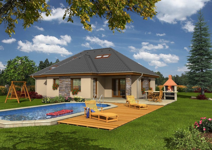 Одноэтажный дом типа бунгало