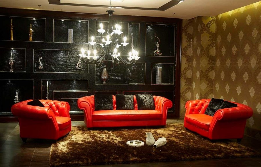Красно черная гостиная