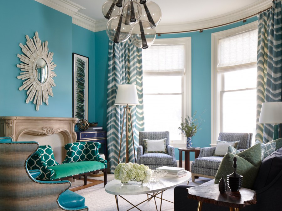 Интерьер в зелено голубых тонах