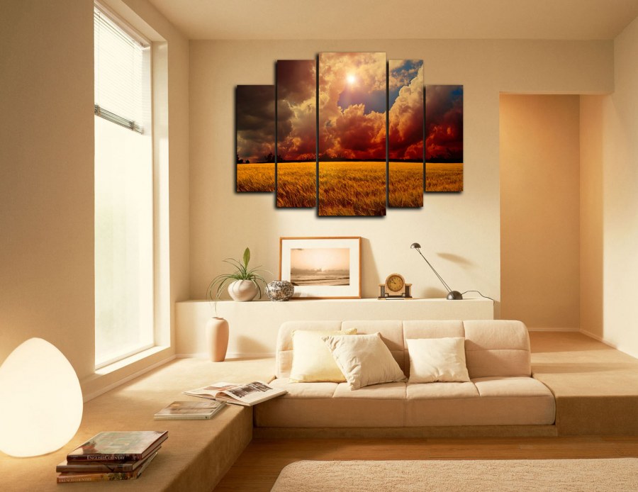 Картина закат с красивый зал