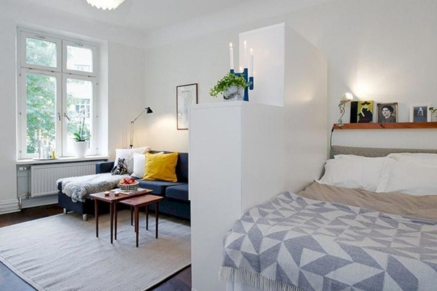 Студия с кроватью в скандинавском стиле