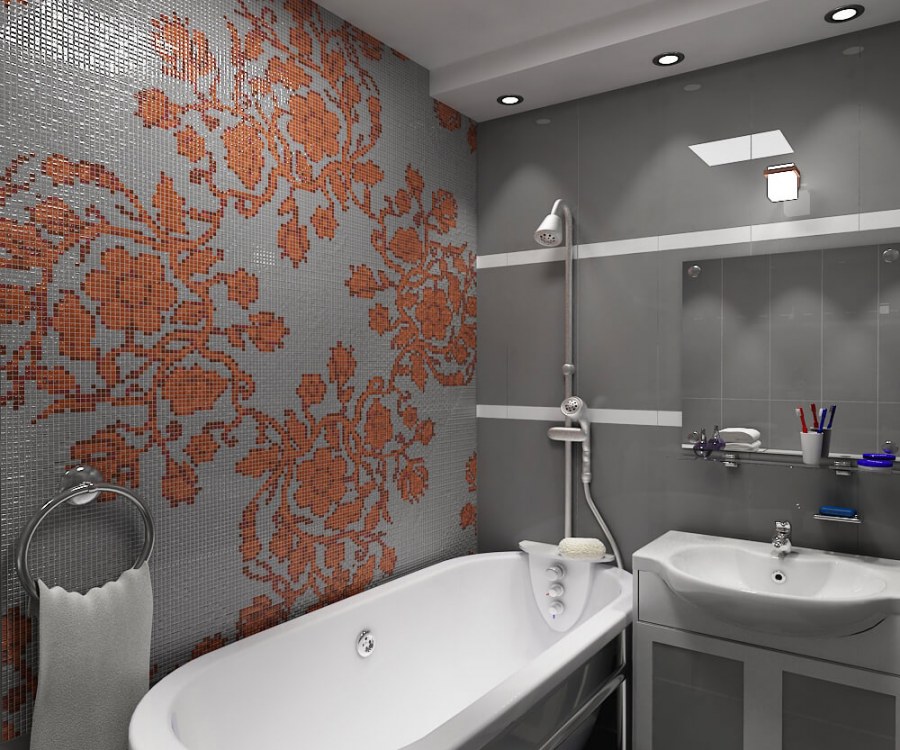 Мозаика в интерьере ванной комнаты