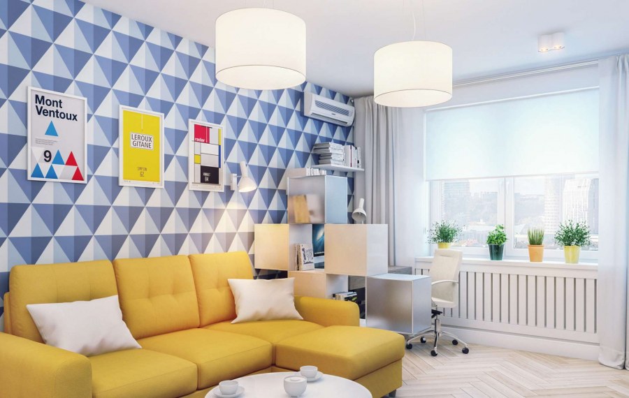 Желтый диван в интерьере детской