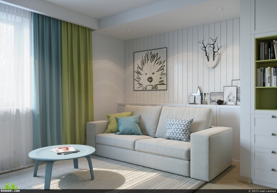 Светлый интерьер однушки