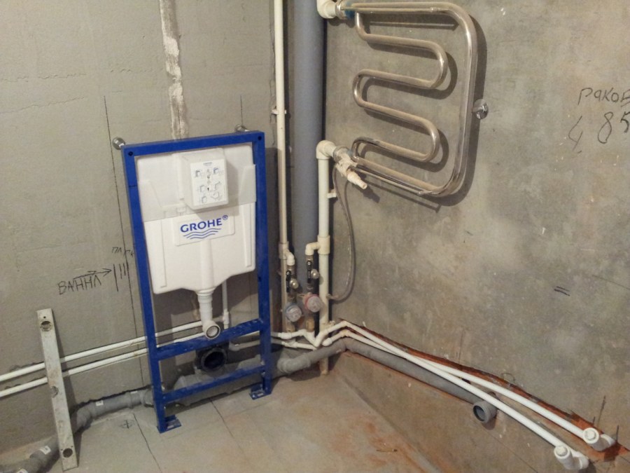 Разводка труд в ванной