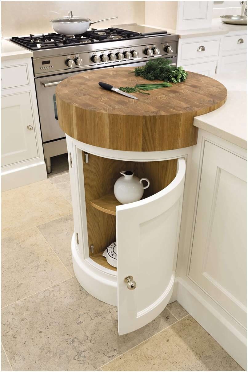 Угловой круглый шкаф на кухню