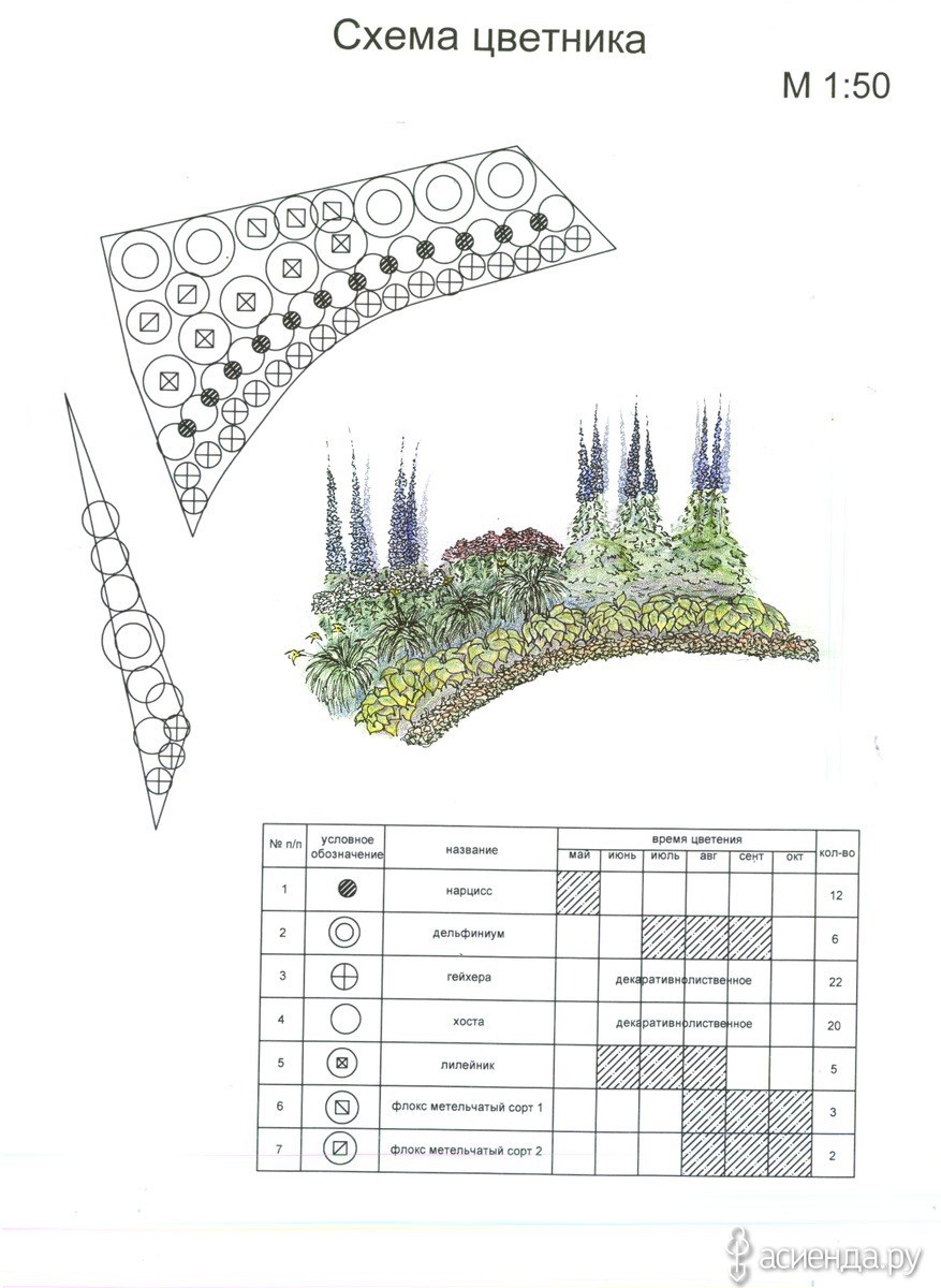 Пейзажный цветник схема