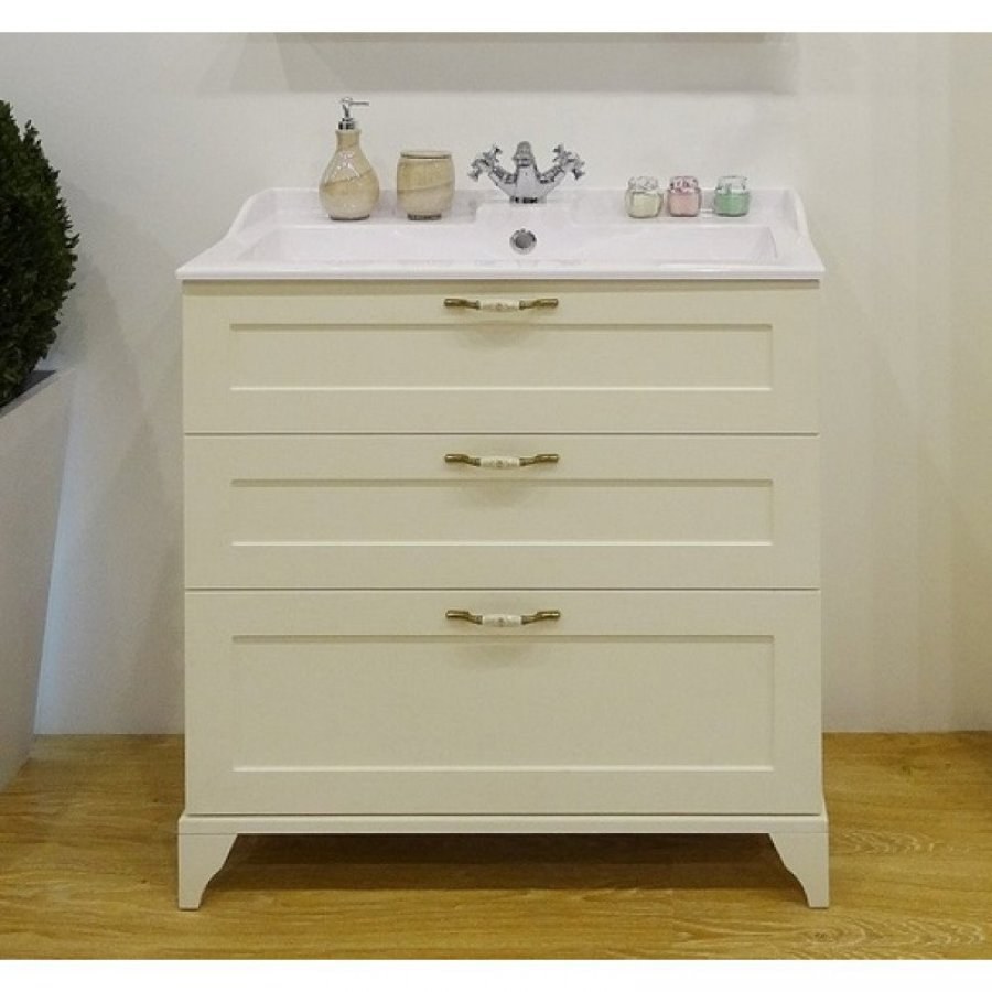 Тумба с раковиной Акватон Леон 65 дуб белый