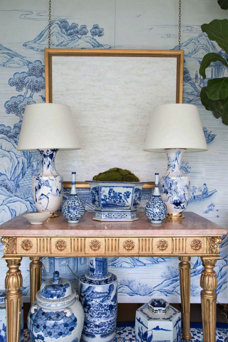 Гжель в интерьере кухни в стиле Прованс