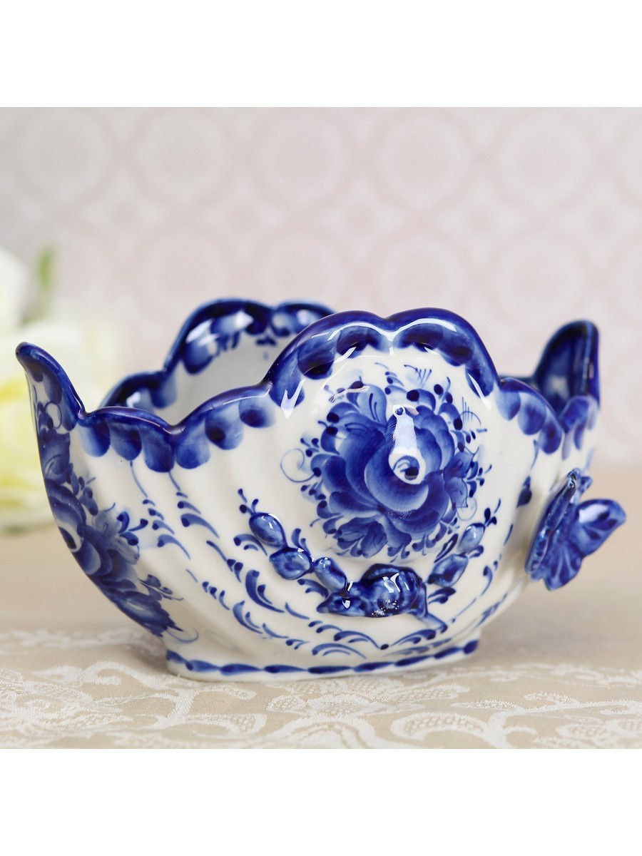 Конфетница «Ракушка», Гжель