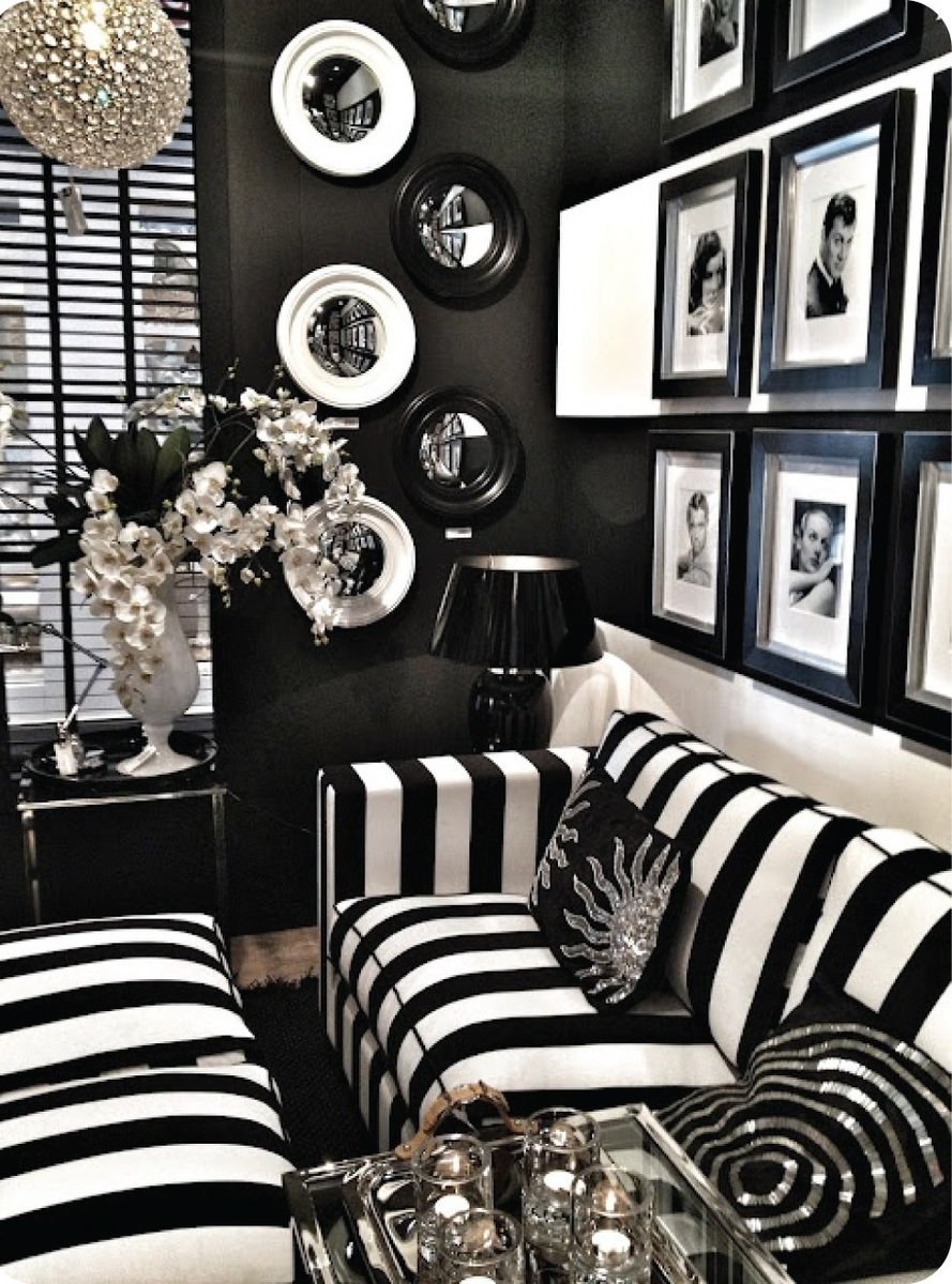 Бело черный интерьер