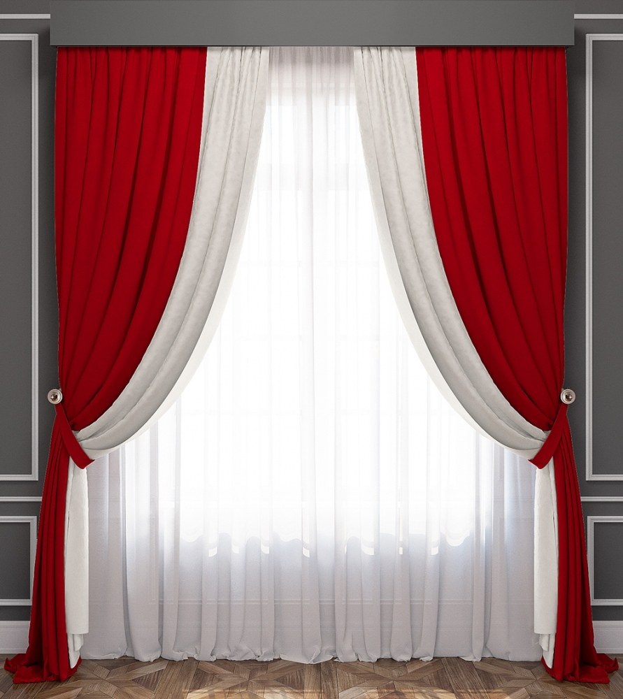 Комплект штор Латур, бело-серый