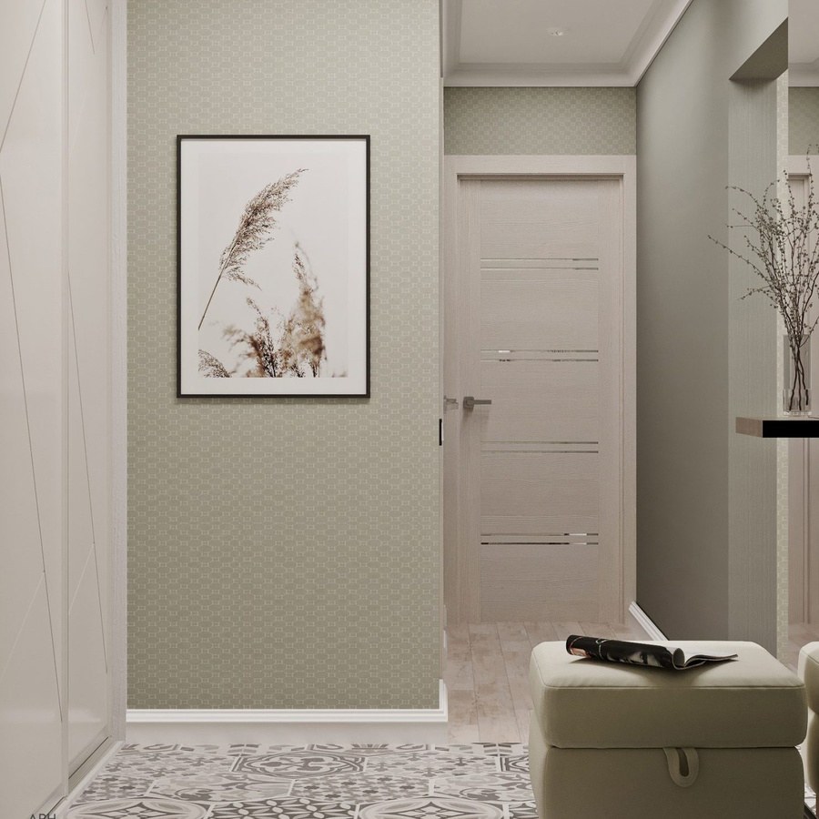 Бежево серая прихожая