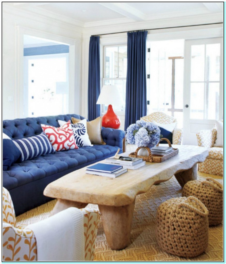 Шторы к синему дивану