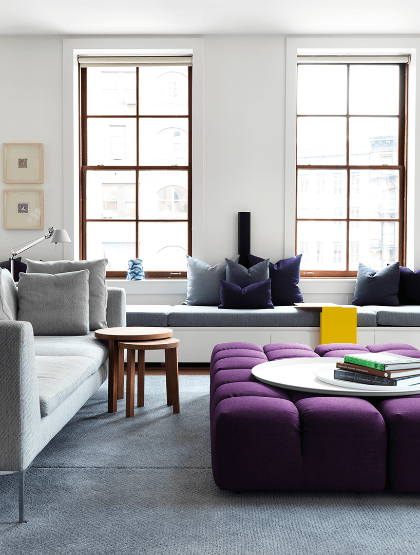 Серый и фиолетовый в интерьере