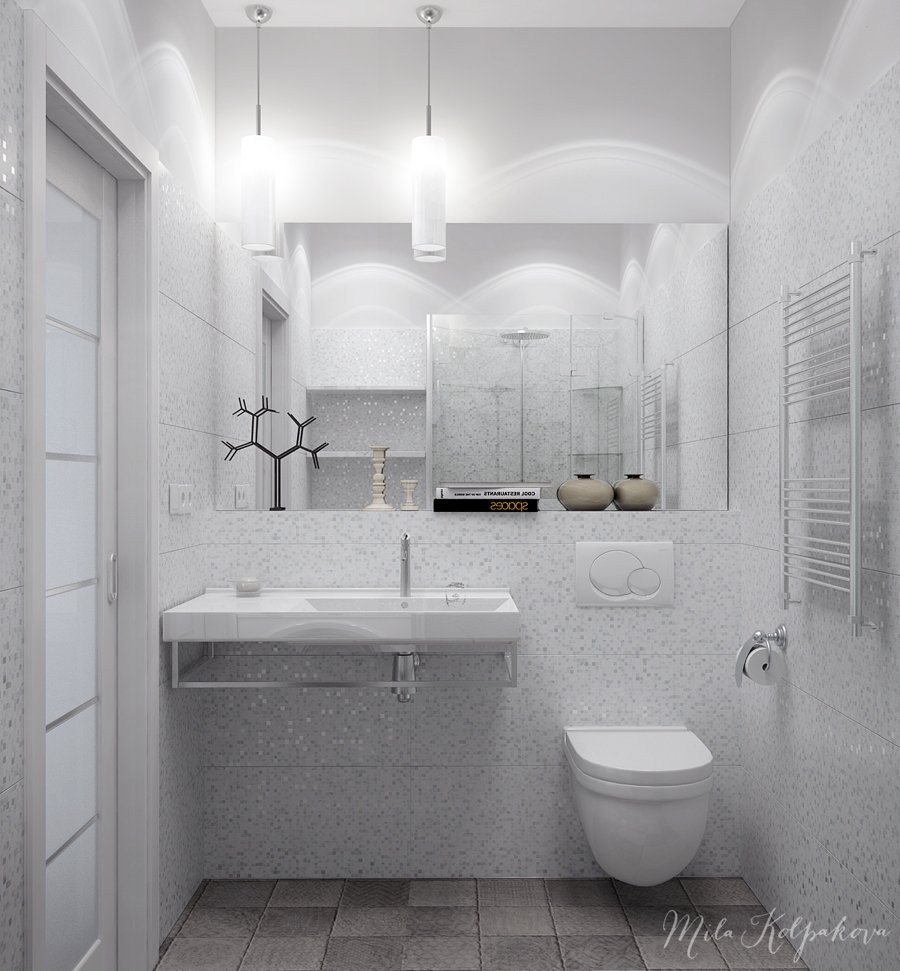Ванная в светло серых тонах
