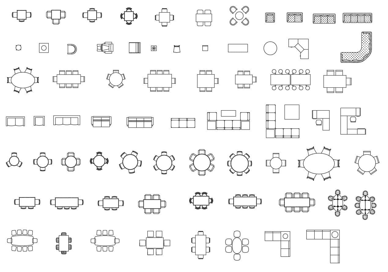 мебель в плане dwg