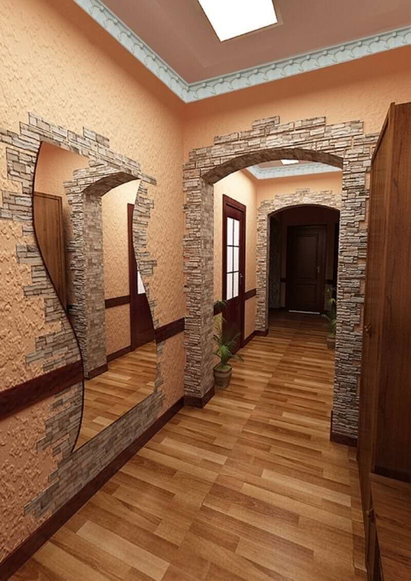Отделка коридора декоративным камнем