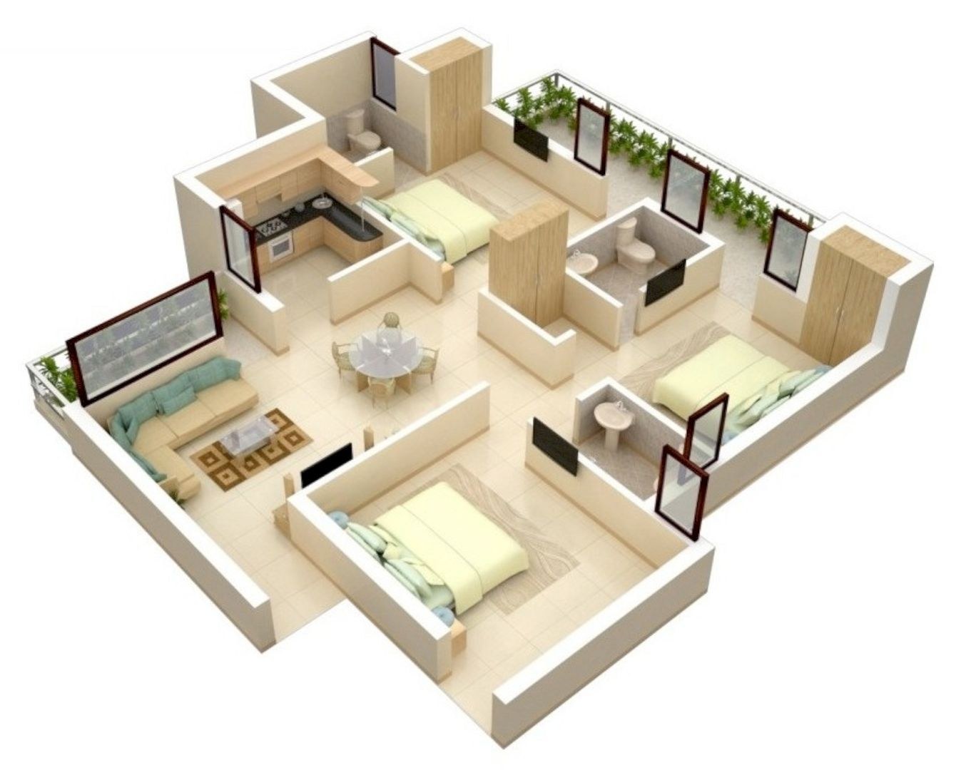 Two bedroom flat. Дом Габриэль Солис планировка симс 4. Floorplan 3d проекты. 3д планировка трешка. Floorplan 3d бытовки.