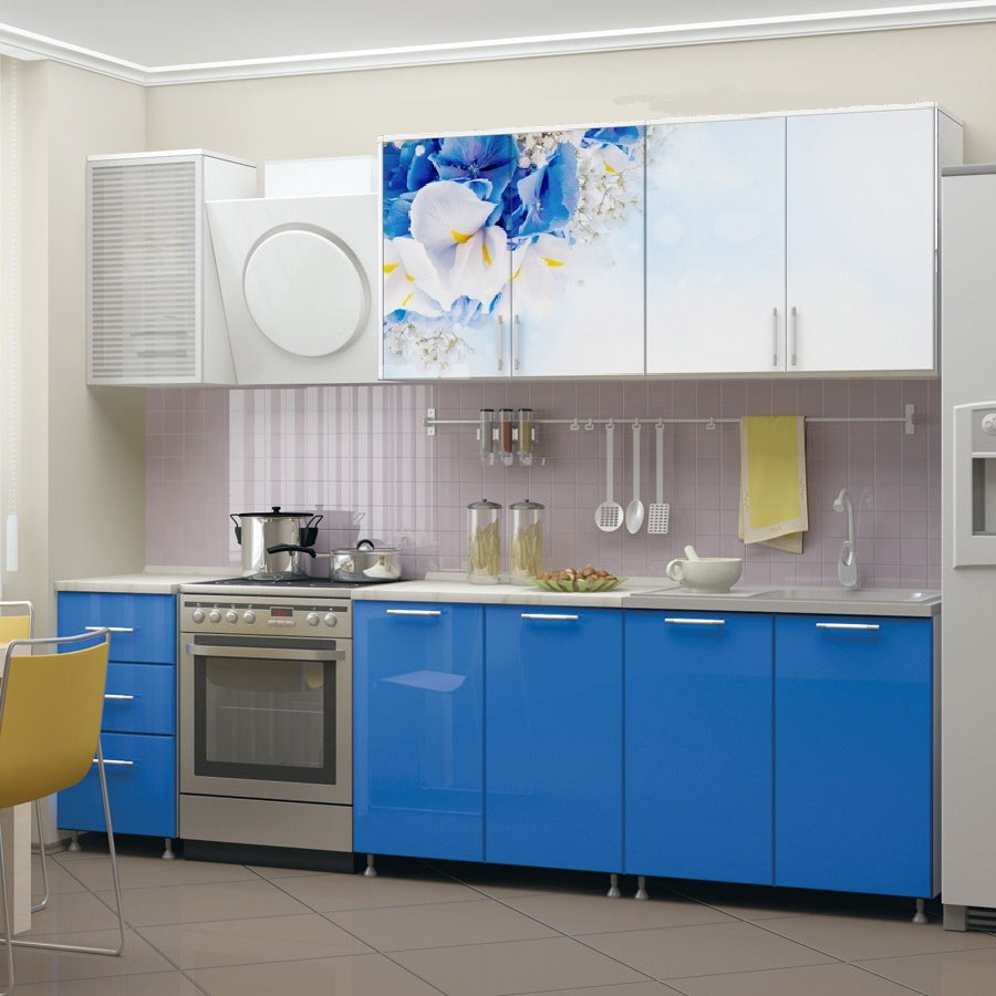 Кухня миф маки 1,8 м, красная с фотопечатью