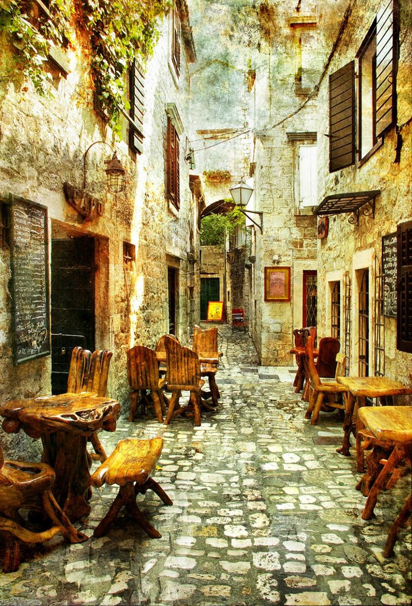 Кафе на старых улочках Италии живопись
