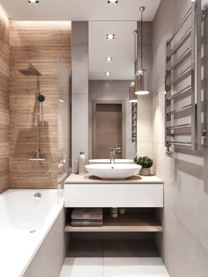 Интерьер маленькой ванной