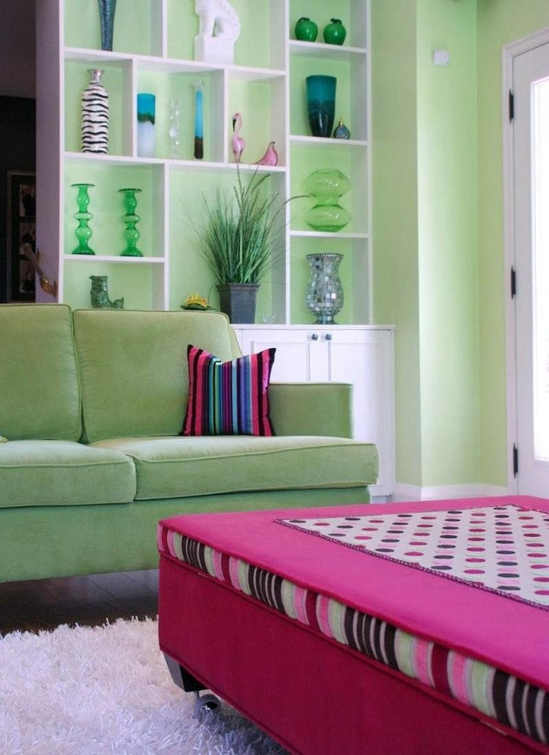 Сочетание салатового цвета в интерьере