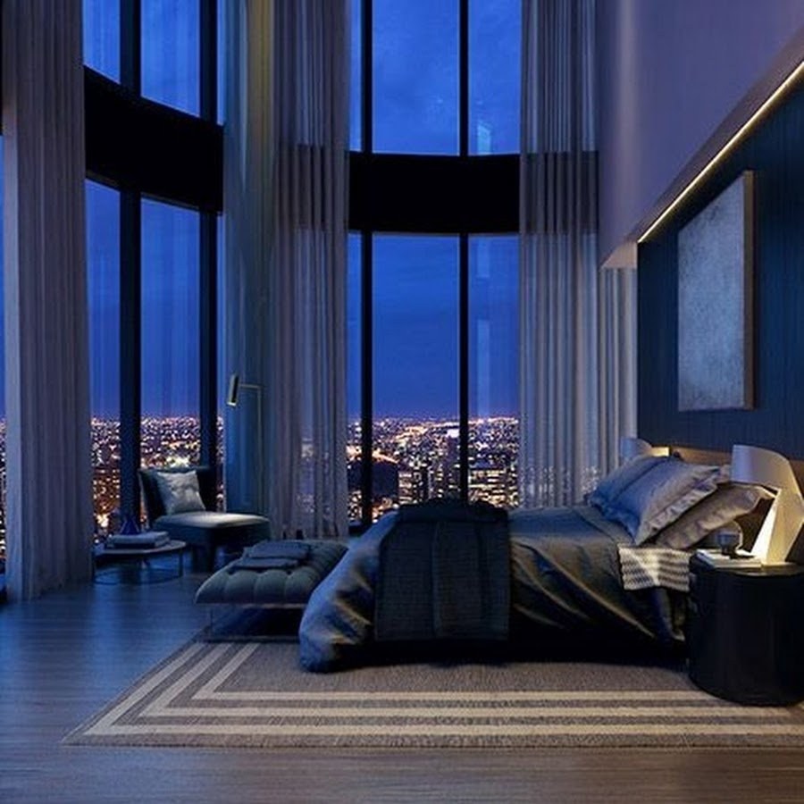 Спальня с панорамными окнами