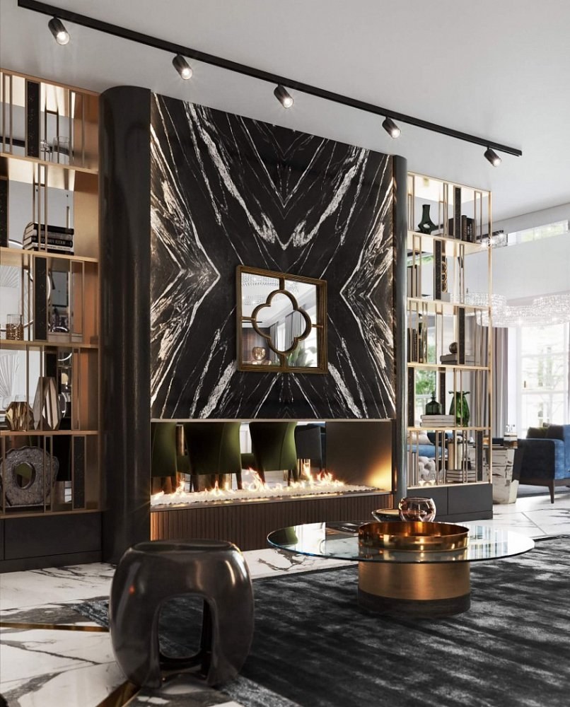 Зеркальное панно в интерьере