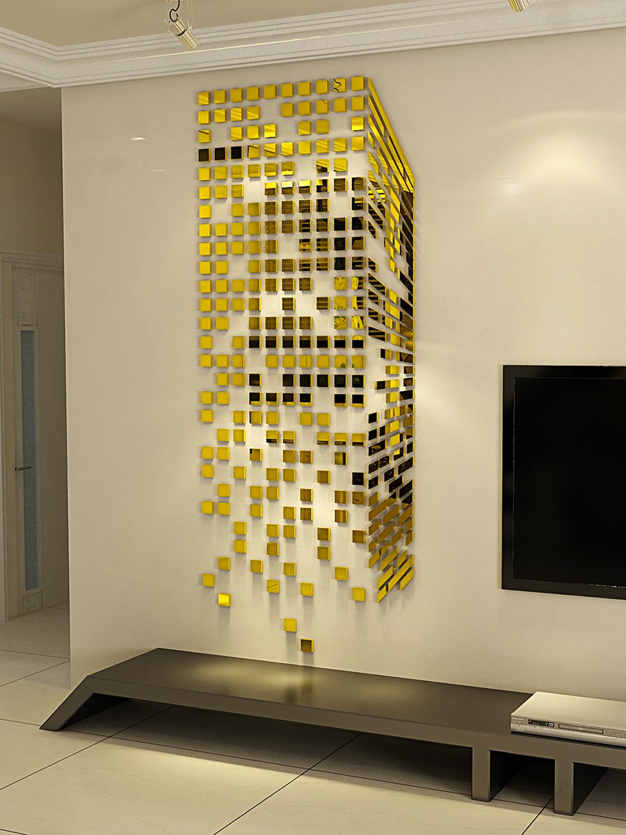 Зеркальная мозаика на стене
