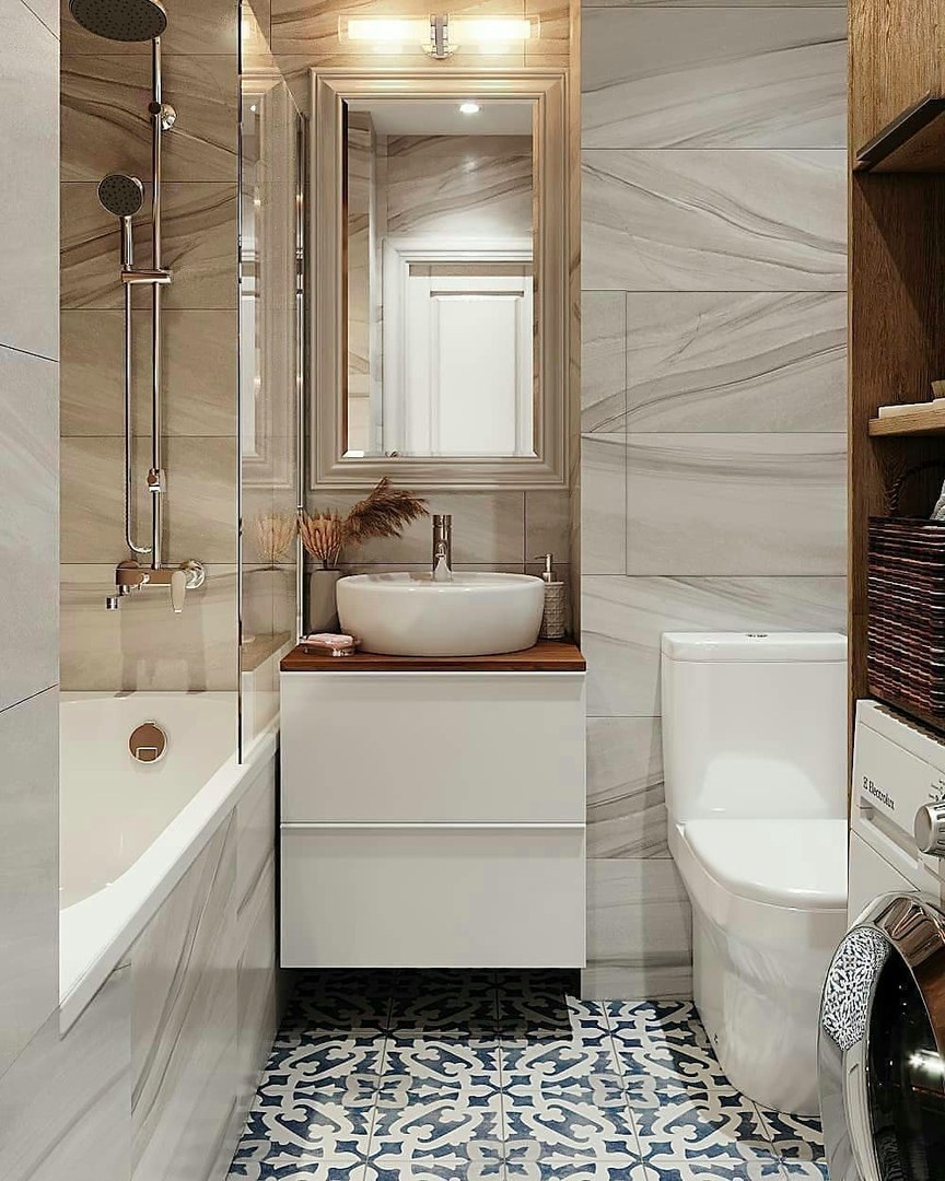 Стильная маленькая ванная