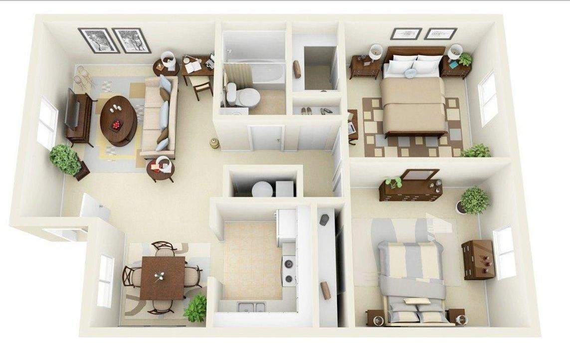План квартиры с двумя спальнями