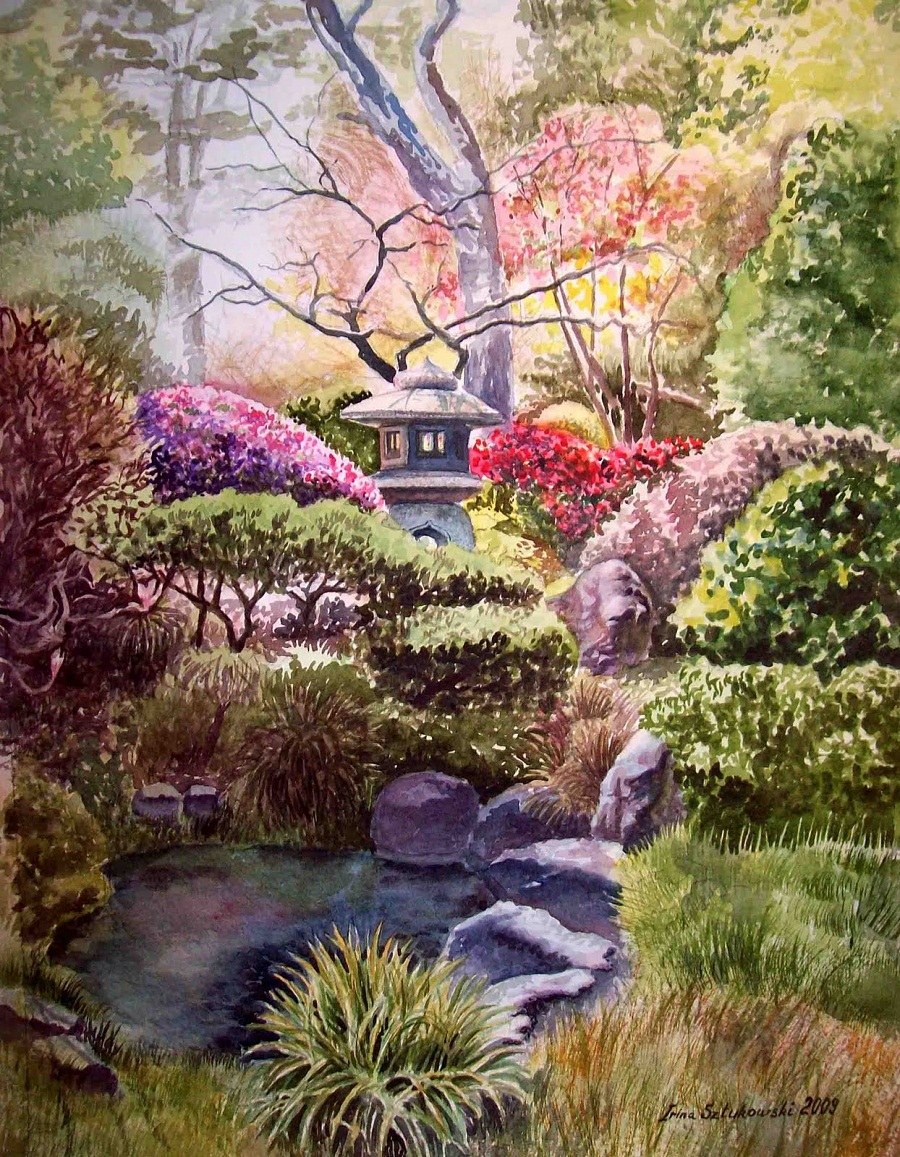Наталья Юршина картина японский сад