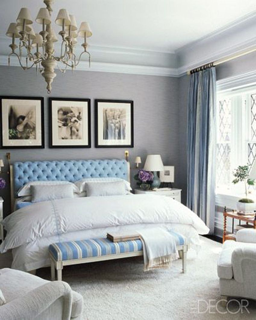 сине серая спальня фото