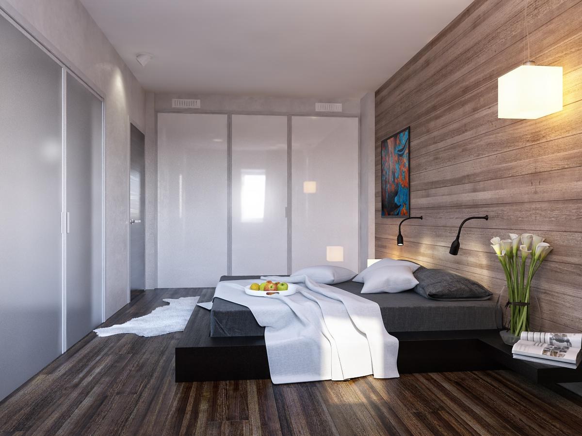 Спальня в стиле Минимализм прямоугольная комната
