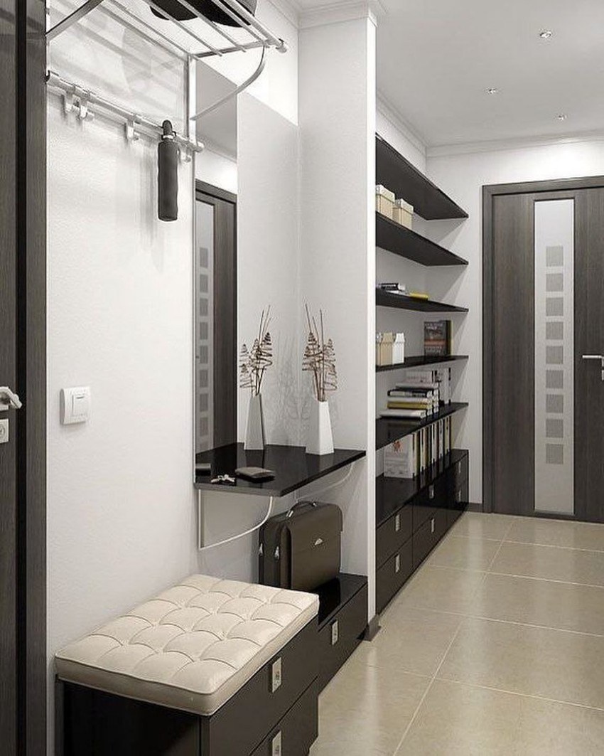 Длинная узкая прихожая дизайн в квартире (68 фото)