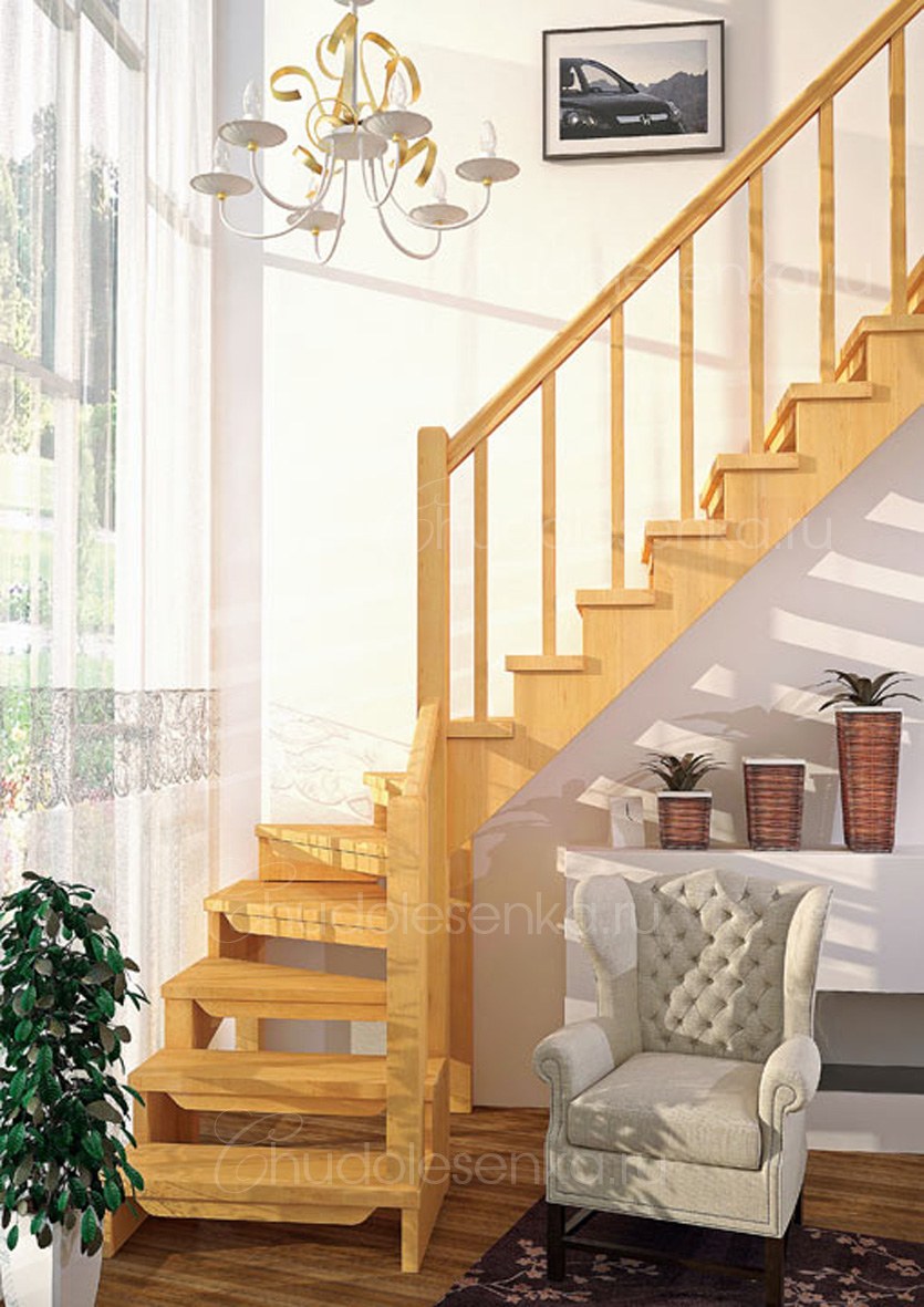 Деревянная межэтажная лестница лес-09