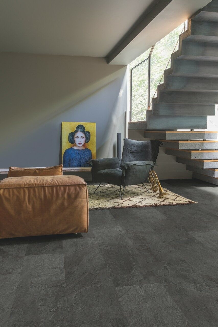 ПВХ-плитка quick Step Livyn Ambient Glue Plus AMGP 40035 сланец чёрный