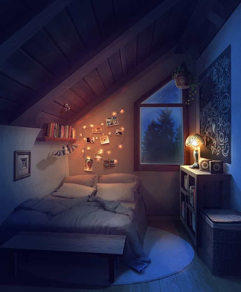 Фото спальни для гача лайф ночью