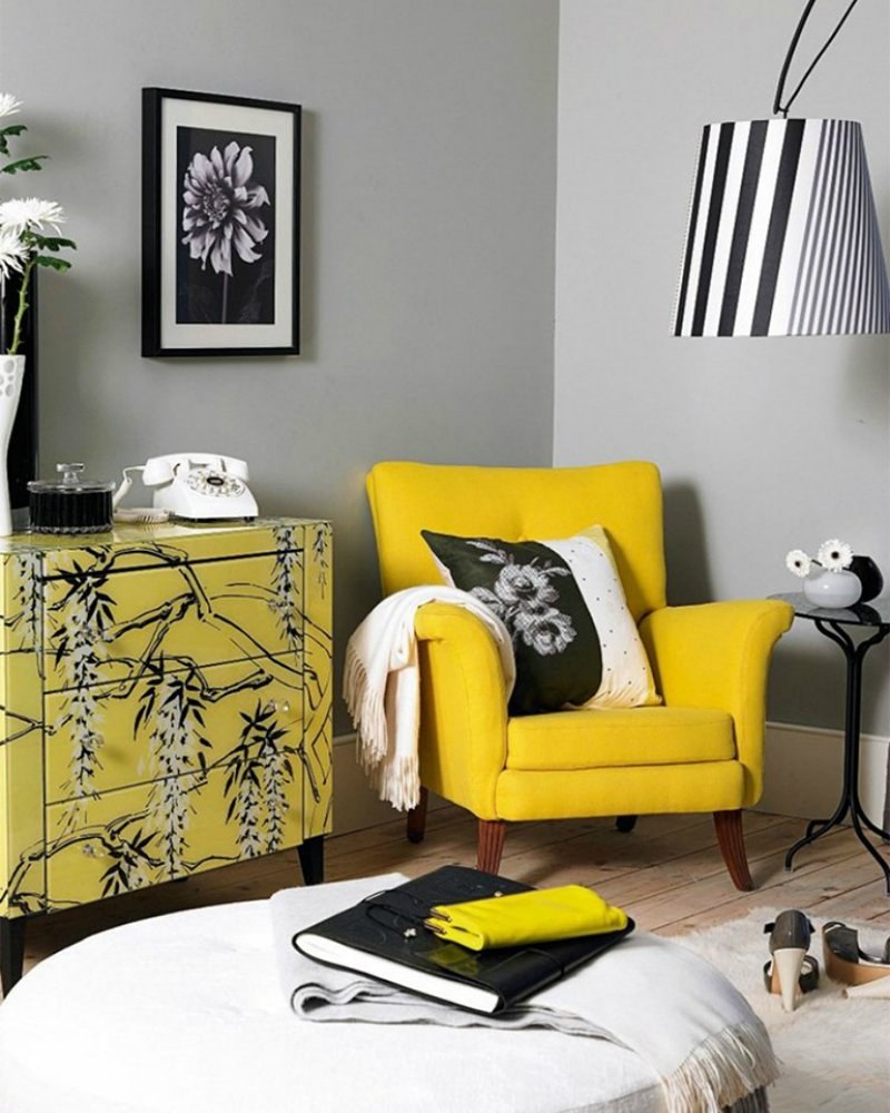 Желтый цвет в интерьере
