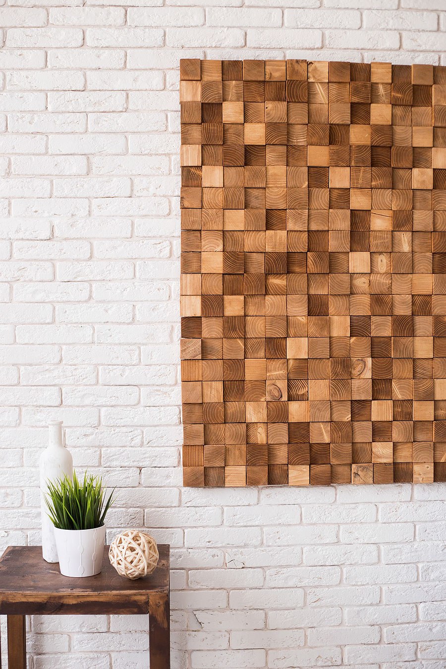 Деревянная мозаика в интерьере