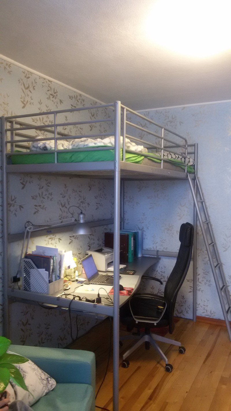 Кровать чердак икеа СВЭРТА 90х200 серая